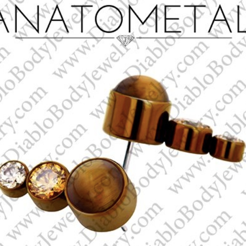 Anatometal Three Gem Cluster Threadless Pin, 18 ga